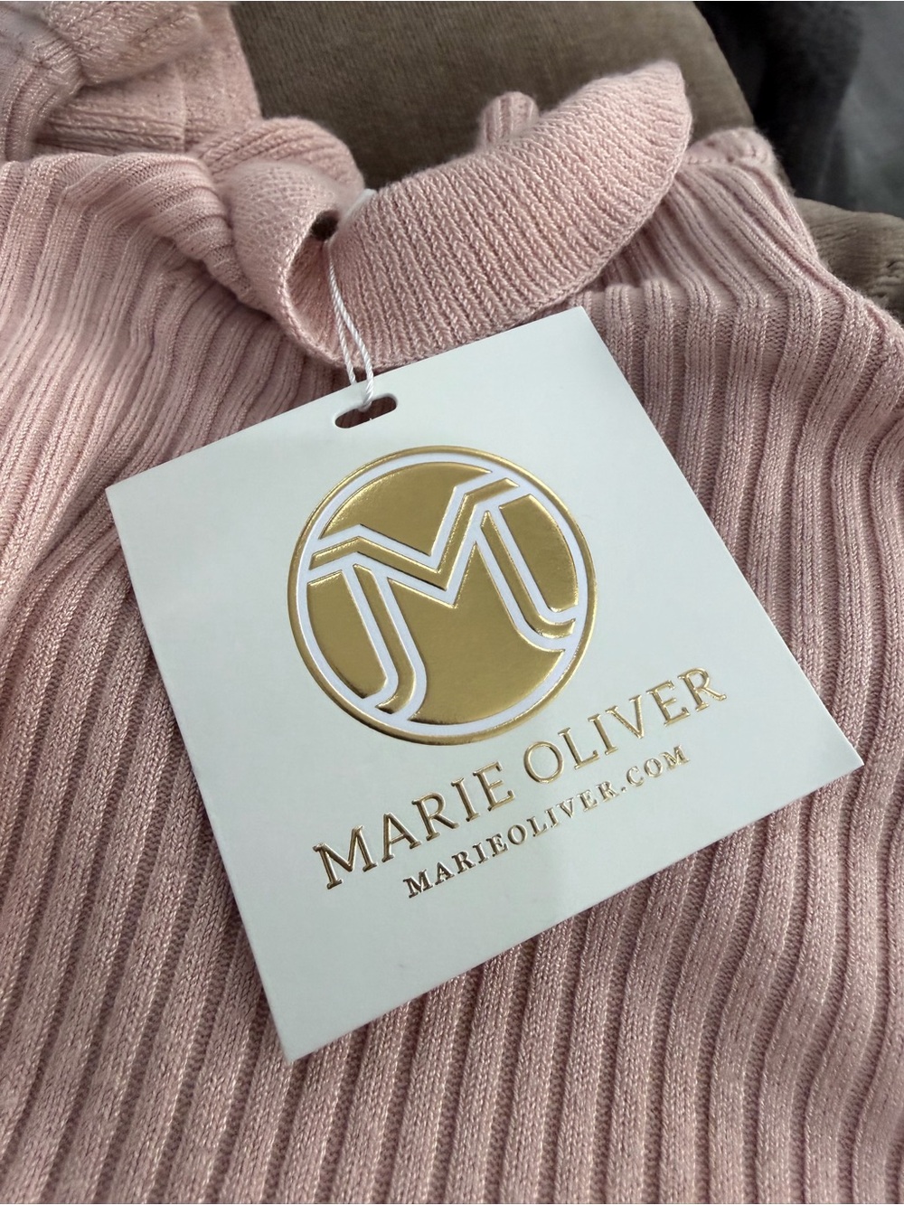 Marie Oliver Blush Ribbed Ruffle Turtleneck Sweater - Picture 3 of 4